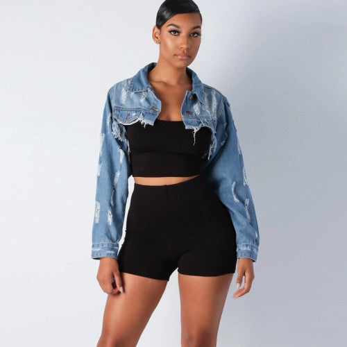 Shauntae Super Cropped Denim Jacket