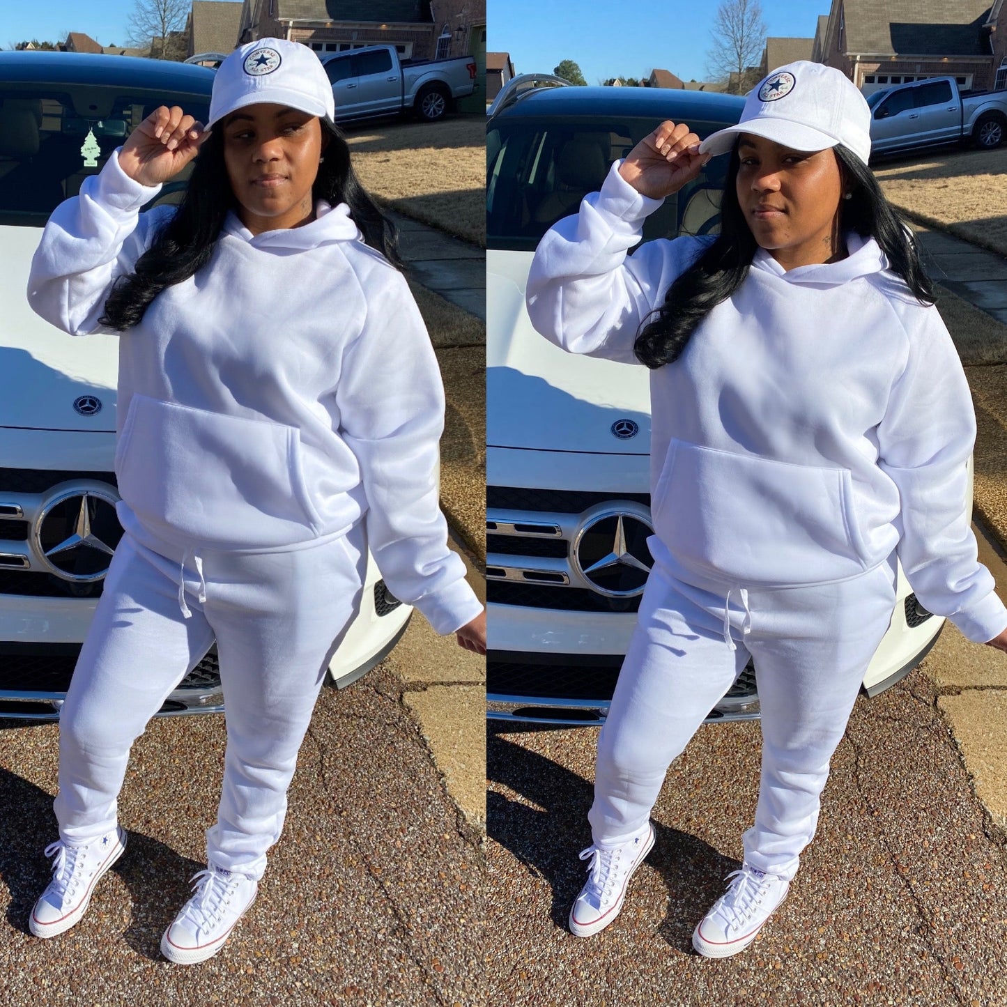  So ICY Pullover Jogger Set-White