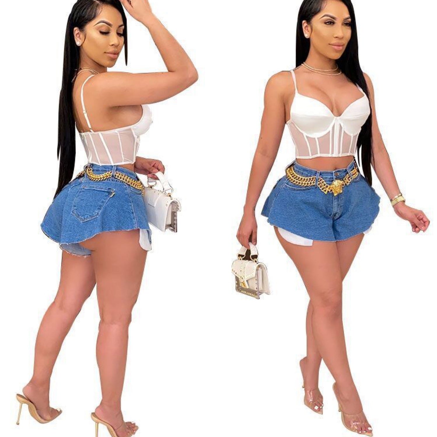 Baddie Flowy  Denim-Shorts