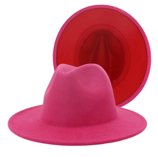 Boss Up Fedora-Rosy Pink/Red Bottom