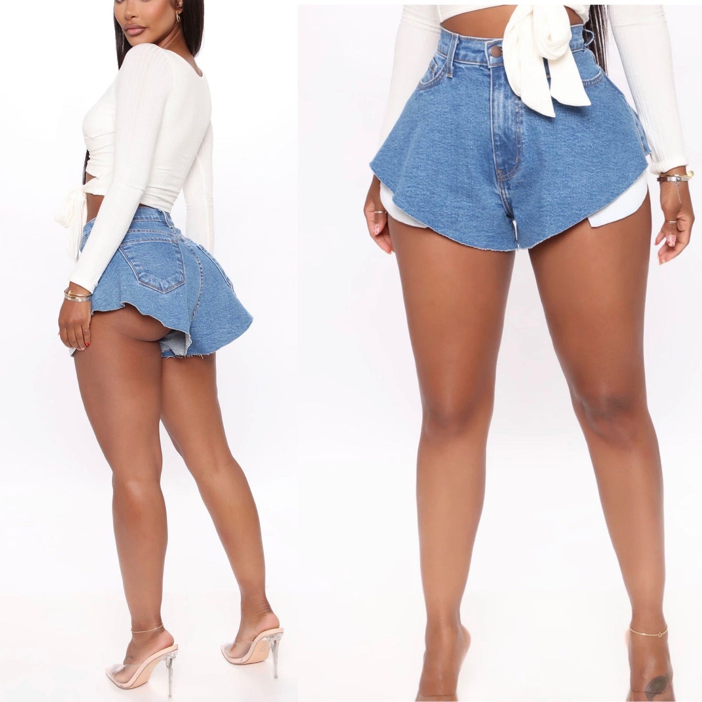 Baddie Flowy  Denim-Shorts