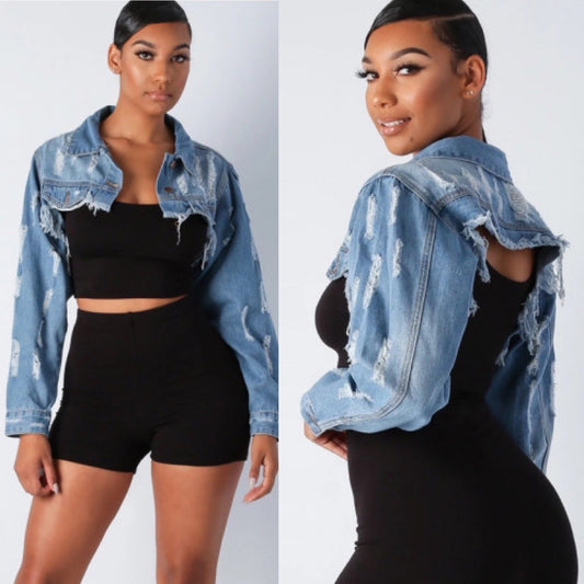 Shauntae Super Cropped Denim Jacket