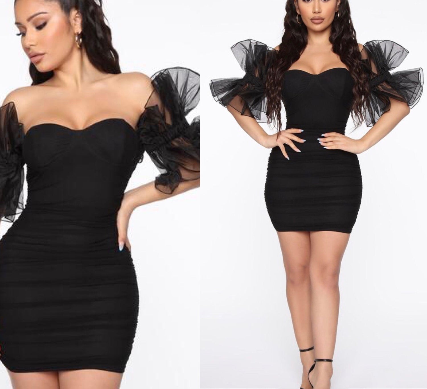 Simply Gorgeous Off Shoulder Mesh Sleeve Dress