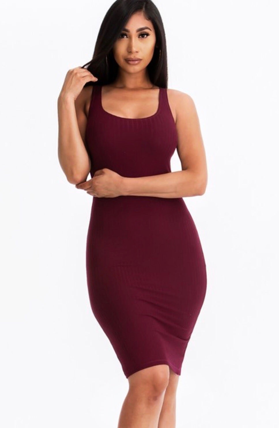 AdoreHER Casual Tank Dress- Wine