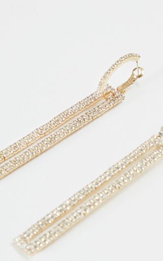 AdoreHER/Gold Diamond DROP RECTANGLE EARRINGS.