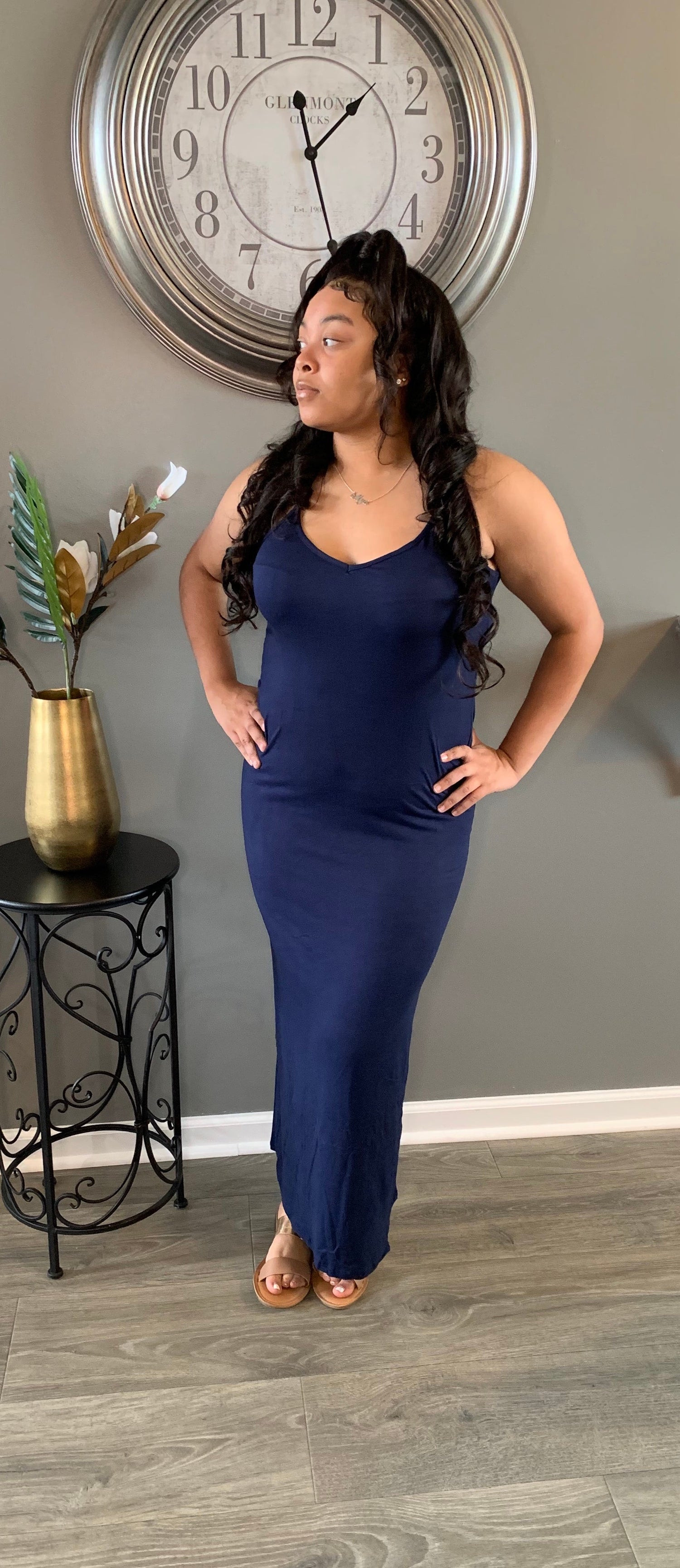 Stay Solid - Plus Size Maxi Dress,- Navy