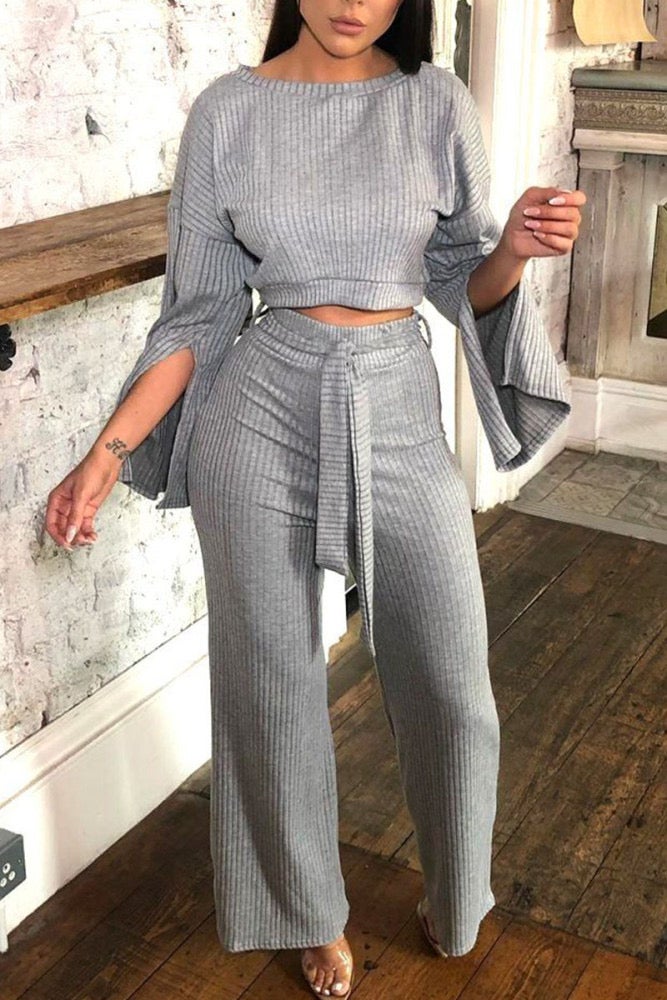 I Choose You Pants Set- Grey