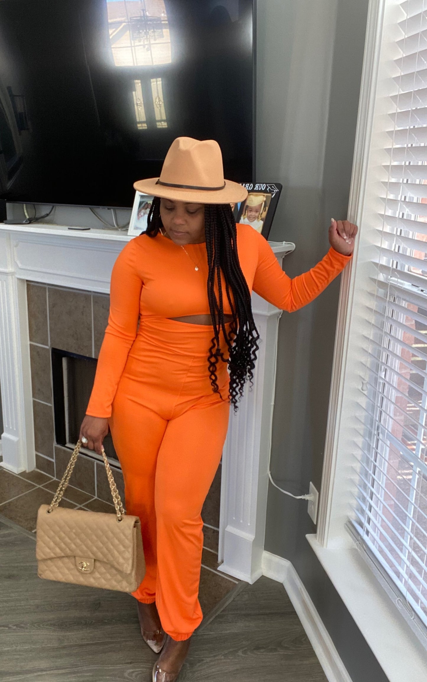 AdoreHER Babe Jumpsuit- Orange