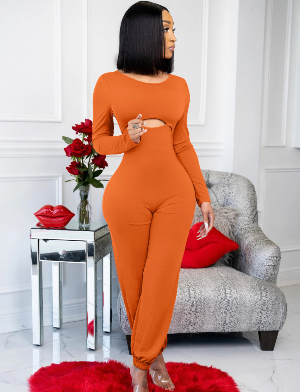 AdoreHER Babe Jumpsuit- Orange