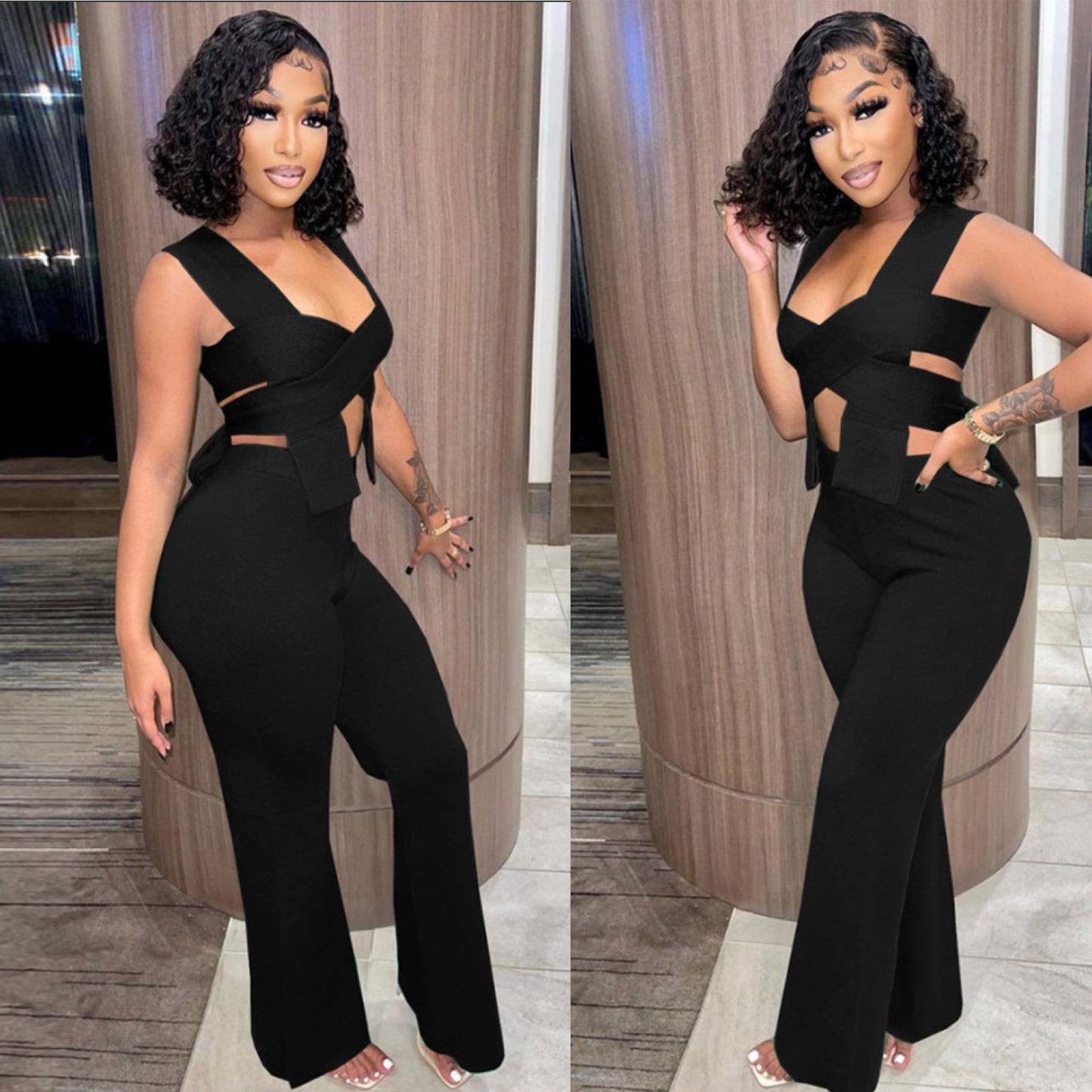 You Had Your Chance Highwaist Pants Set- Black