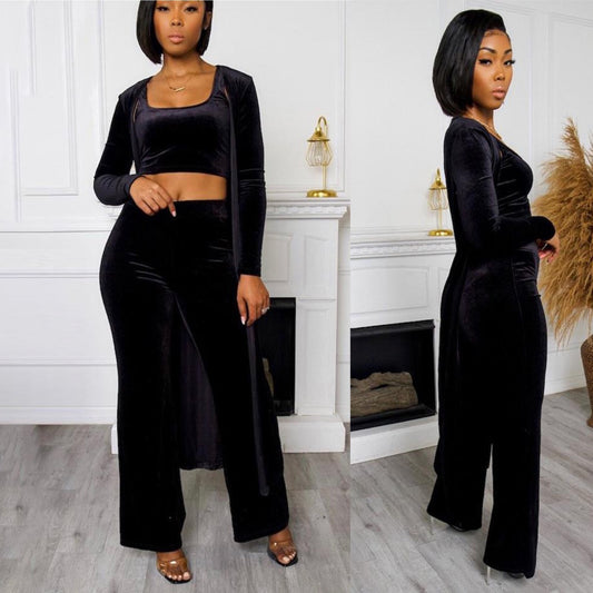 Nights Like This Velvet Set-Black