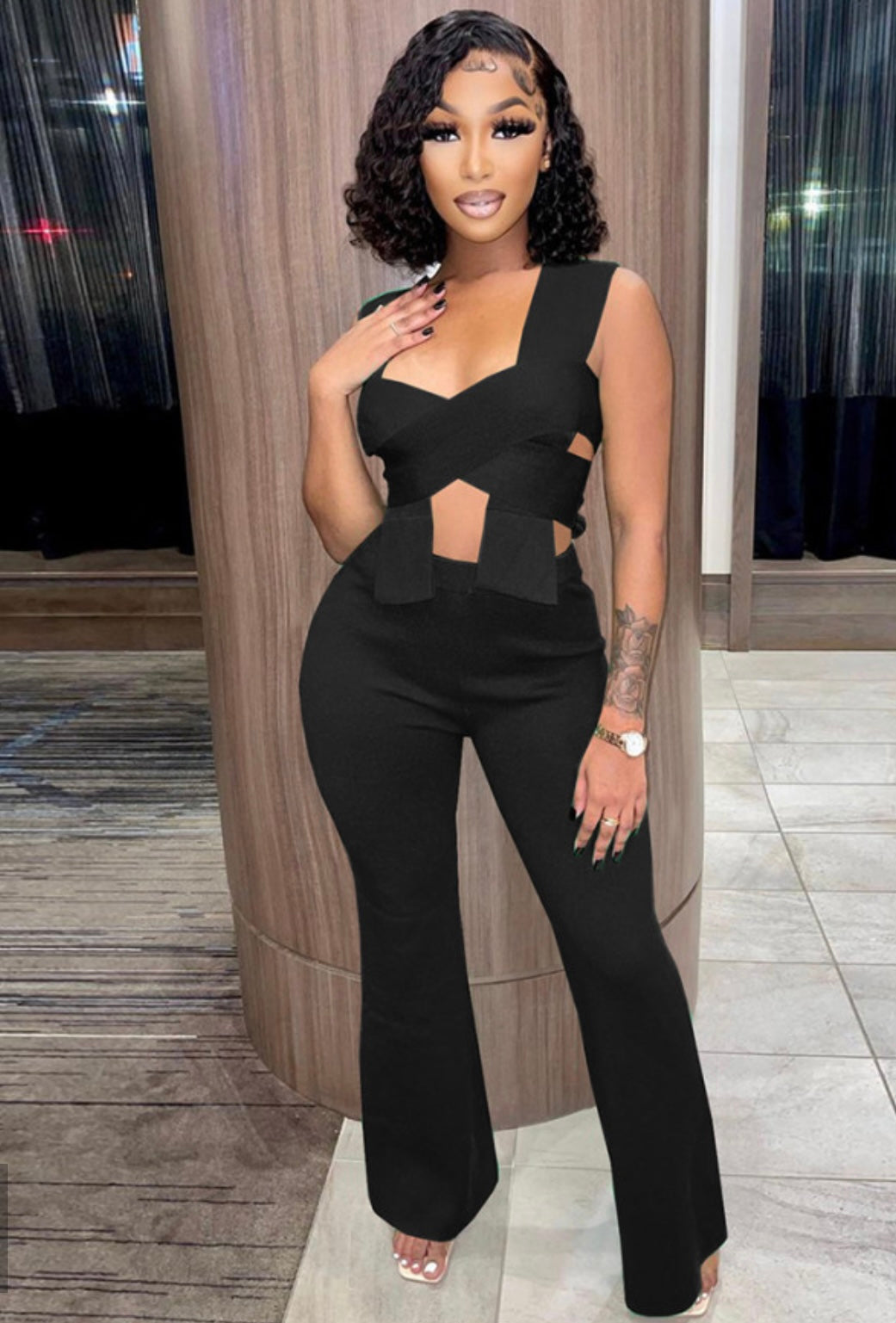 You Had Your Chance Highwaist Pants Set- Black