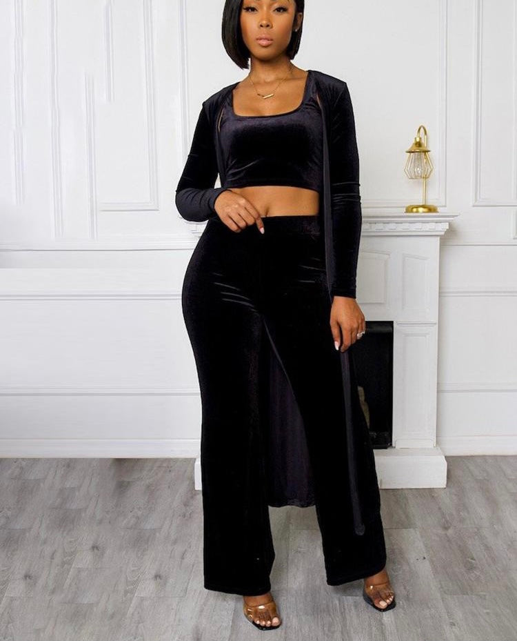 Nights Like This Velvet Set-Black