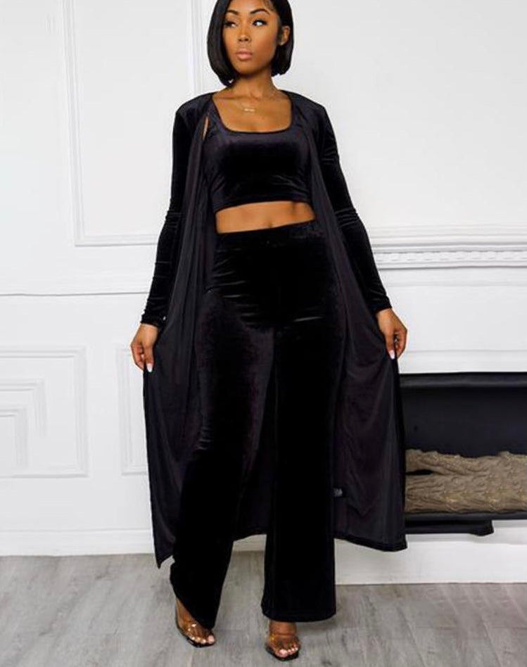 Nights Like This Velvet Set-Black