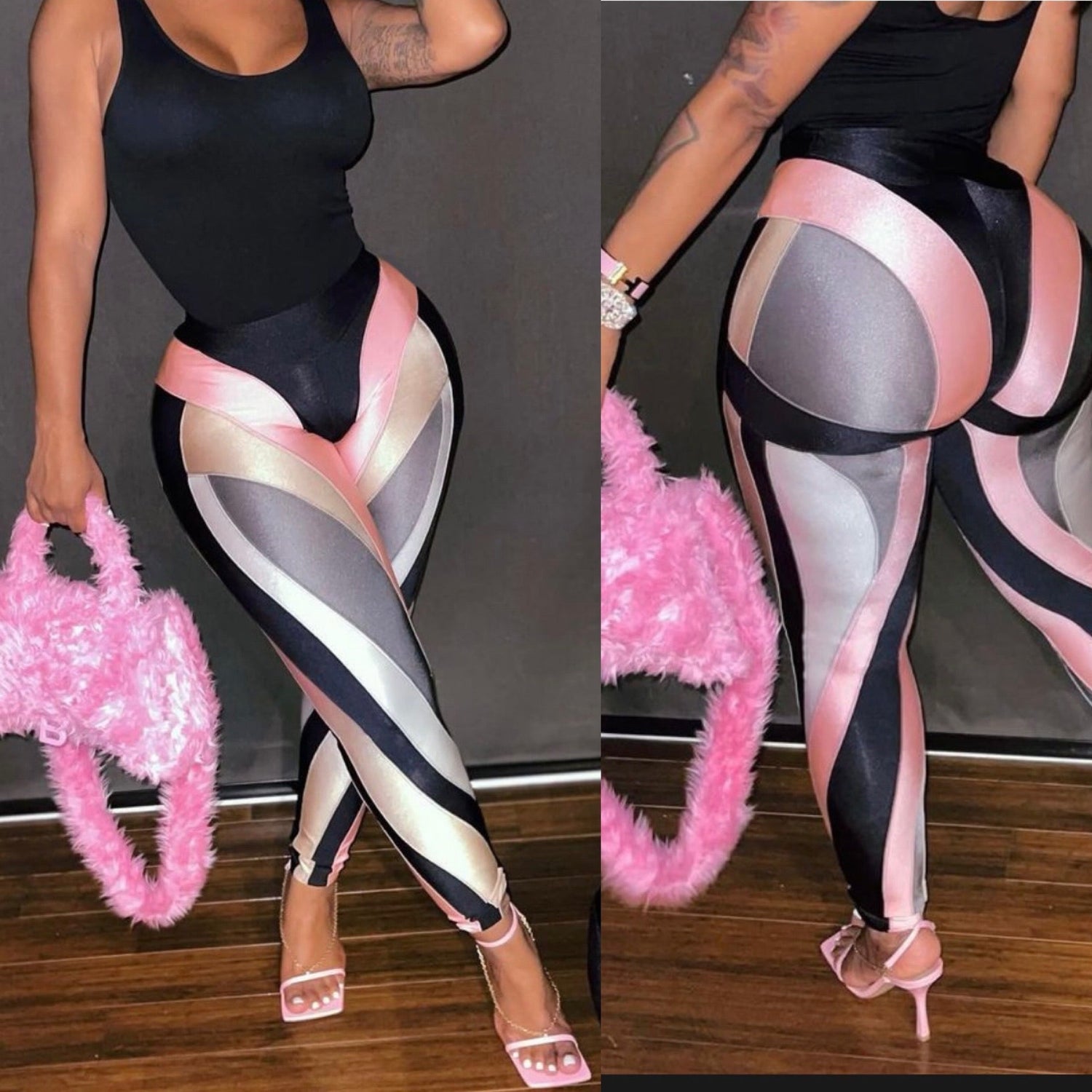 Life’s a Roller Coaster Leggings-Pink/Combo