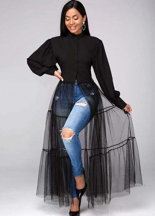 She Don’t Follow Rules Tulle Top-Black